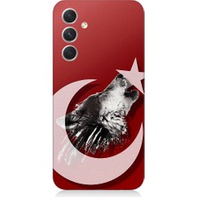Teknomeg Samsung Galaxy A34 Uyumlu Kurt ve Bayrak Desenli Silikon Kılıf