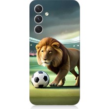 Teknomeg Samsung Galaxy A14 Uyumlu Gol Atan Aslan Desenli Silikon Kılıf