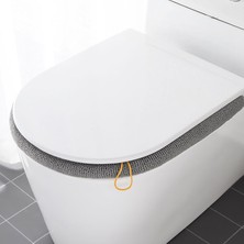 DouranShop Mavi Stil Klozet Ev Kış Kalınlaşmış Polar Isıtma Pedi Kış Polar Astarlı Dört Mevsim Evrensel Su Geçirmez Tuvalet Kapağı (Yurt Dışından)