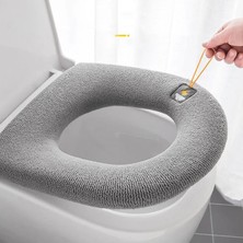 DouranShop Mavi Stil Klozet Ev Kış Kalınlaşmış Polar Isıtma Pedi Kış Polar Astarlı Dört Mevsim Evrensel Su Geçirmez Tuvalet Kapağı (Yurt Dışından)