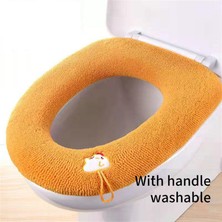 DouranShop Sarı Tarzı Su Geçirmez Banyo Tuvalet Kapağı Viskoz Koltuk Minderi O-Şekilli Klozet Klozet Kapağı Isıtıcı Aksesuarları Yumuşak ve Su Geçirmez (Yurt Dışından)