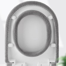 DouranShop Mavi Stil Lüks Yumuşak Sıcak Kalınlaşmış Ped Klozet Kapağı Minder Örtüsü Yeniden Kullanılabilir Ev Banyo Asılı Döngü ile Rahat (Yurt Dışından)