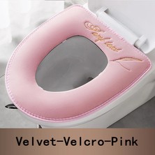 DouranShop Velcro-Pembe Tarzı Klozet Kapağı Su Geçirmez Kış Sıcak Yumuşak Wc Mat Evrensel Banyo Yıkanabilir Çıkarılabilir Fermuarlı Flip Lidhandle Ev (Yurt Dışından)