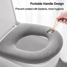 DouranShop Mavi Stil Kış Sıcak Klozet Kapağı Closestool Mat Yıkanabilir Banyo Aksesuarları Örgü Saf Renk Yumuşak O-Şekilli Ped Bide Kapağı (Yurt Dışından)