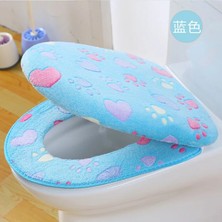 DouranShop Pembe Tarzı Kalın Mercan Kadife Lüks Klozet Kapağı Seti Yumuşak Sıcak Tek Iki Parçalı Tuvalet Kılıfı Su Geçirmez Banyo Wc Kapağı (Yurt Dışından)