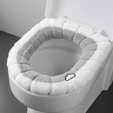 DouranShop No.12 Tarzı Kış Sıcak Klozet Kapağı Yıkanabilir Banyo Tuvalet Pedi Yastık Saplı Kalın Yumuşak Mat Örgü Isıtıcı Closestool Mat (Yurt Dışından)