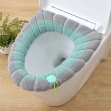 DouranShop Yeşil Stil Örme Yumuşak Klozet Minderi Saplı Kalınlaşmış Banyo Tuvalet Minderi Yıkanabilir Tuvalet Tuvalet Aksesuarları (Yurt Dışından)