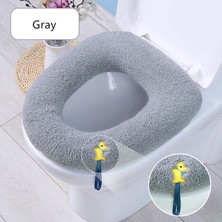 DouranShop Turuncu Tarzı Evrensel Tuvalet Minderi Koltuk Minderi Kış Peluş Sıcak Tuvalet Kapağı Sevimli Örme Kolu Tuvalet Minderi (Yurt Dışından)