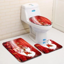 DouranShop D3-24 Tarzı Et Banyo Paspas Seti Noel Klozet Kapağı Kaymaz Kilim Su Emme Paspas Ev Dekorasyon Halı (Yurt Dışından)