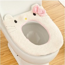 DouranShop Kt Tarzı Klozet Kapağı Mat Banyo Isıtıcı Tuvalet Yıkanabilir Kumaş Klozet Isıtıcı Ped Karikatür Peluş Tuvalet Paspas Kalınlaşma Lazımlık Seti (Yurt Dışından)