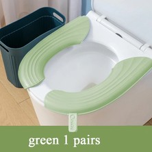 DouranShop Yeşil Stil 2 Adet Set Su Geçirmez Klozet Kapağı Closestool Mat Yıkanabilir Banyo Aksesuarları Evrensel Saf Renk Yumuşak Klozet Minderi (Yurt Dışından)
