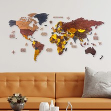 Mapofx Ahşap Dünya Haritası -  Renkli