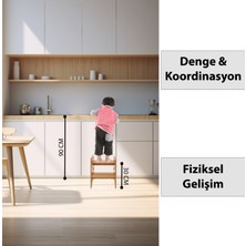 Minera Çocuk / Yetişkin Montessori Ahşap Basamak, Yükseltici, Tabure / Beyaz + Naturel