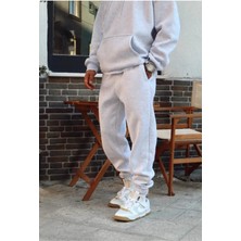 Fitgo Gri Jogger Fit Kesim Lastik Paça 3 Iplik Pamuklu Eşofman Alt