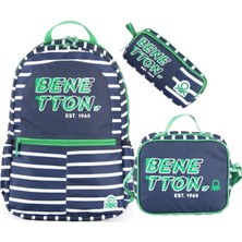 Benetton Laptop Bölmeli Okul Sırt Çantası 3 Bölmeli+Beslenme Çantası+Kalemlik