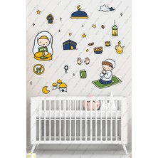New Jargon Dua Eden Çocuklar Ramazan Sticker Seti - Ramazan Ayı Temalı Cam Duvar Süsleri Çocuk Odası Duvar