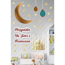 New Jargon Hoşgeldin Ya Şehr-I Ramazan Cami Hilal Ramazan Ayı Temalı Sticker Seti Cam Duvar Süsleri Çocuk Odası