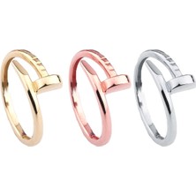 X-lady Accessories Kartier Model  3 Renk Kombin Çivi Yüzük Unisex Model - 2274