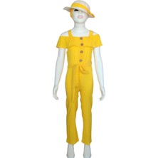 Urz Kids Hasır Şapka Aksesuarlı Askılı Tulum