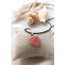 HD Marketim Gerdanlık Kalp Yoga Reiki Doğal Pembe Kuvars Taşı Kadın Kolye