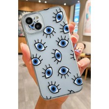 3gen Case Apple iPhone 15 Uyumlu Nazar Boncuğu Desenli Şeffaf Silikon Kılıf
