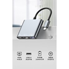 Pistech iPhone 15 Uyumlu 3in1 4K Type C USB 3.0 Hub HDMI