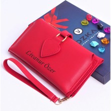 Ozka Leather Collection Kırmızı Maça Model Trend Kadın Cüzdanı Telefon Bölmeli El Çantası
