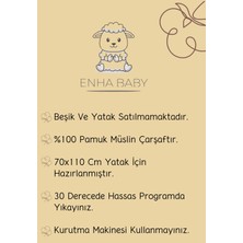 Enha Baby 70X110 cm Park Yatak Için %100 Pamuk Müslin Çarşaf-Kahverengi Tavşan-