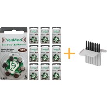 Yesmed Extra Power 312 Numara Işitme Cihazı Pili (10 Paket x 6 Adet = 60 Adet Pil) +  Işitme Cihazı Filtresi Gri Paket