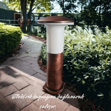 Bakır Eskitme, 41 Cm, E27 Duylu Dekoratif Set Üstü Mantar Aplik, Bahçe, Çim, Teras, Duvar Armatürü