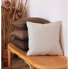 Needle Serrated Kırlent Kılıfı Beyaz Renkli 45 x 45 cm Dokuma Desenli Malzeme ile Şık Tasarım