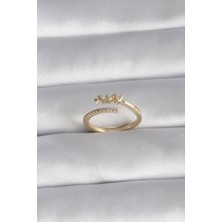 Shopzum Pirinç Gold Renk Zirkon Taş Detay Kalp Model Kadın Yüzük