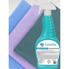 Silver Home Mikrofiber 40X40CM 3'lü Klasik Cam Temizlik Bezi Renkli ve Tusemix Always Clean Çok Amaçlı Ultra Güçlü Leke Çıkarıcı 750 ml