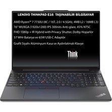 Lenovo Thinkpad E16 Gen1 Amd Ryzen 7 7730U 24GB 2tb SSD 16" Fhd+ Freedos Taşınabilir Bilgisayar 21JT0017TX O6