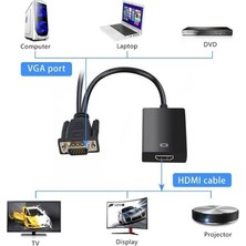 Fully G-537K VGA To HDMI Çevirici Adaptör Ses Girişli