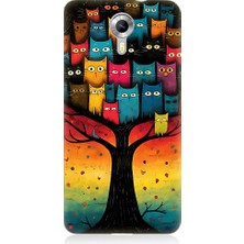 Teknomeg General Mobile Discovery 4g Uyumlu Ağaçtaki Kediler ve Baykuş Desenli Silikon Kılıf