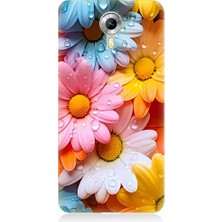 Teknomeg General Mobile Discovery 4g Uyumlu Renkli Çiçekler Damlacık Desenli Silikon Kılıf