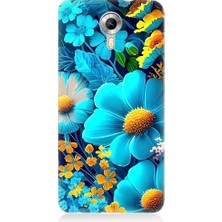 Teknomeg General Mobile Discovery 4g Uyumlu Mavi Sarı Çiçekler Desenli Silikon Kılıf
