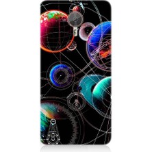 Teknomeg General Mobile Gm5 Plus Uyumlu Sci Fi Gezegenler ve Vektörler Desenli Silikon Kılıf