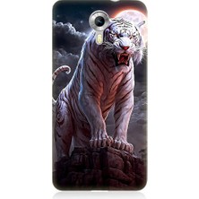 Teknomeg General Mobile Discovery 4g Uyumlu Beyaz Savaşçı Kaplan Tiger Desenli Silikon Kılıf