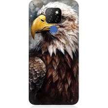 Teknomeg General Mobile GM20 Uyumlu Asil Beyaz Başlı Siyah Kartal Desenli Silikon Kılıf