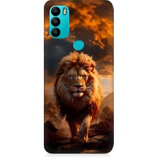 Teknomeg General Mobile GM21 Plus Uyumlu Yırtıcı Aslan Kral Desenli Silikon Kılıf