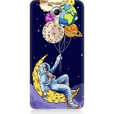 Teknomeg General Mobile Discovery 4g Uyumlu Astranot ve Gezegen Balonlar Desenli Silikon Kılıf