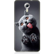 Teknomeg General Mobile Discovery 4g Uyumlu Sevimli Boz Kedi Dili Desenli Silikon Kılıf