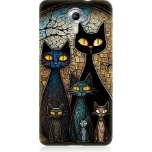 Teknomeg General Mobile Discovery 4g Uyumlu Vitray Kedi Ailesi Desenli Silikon Kılıf