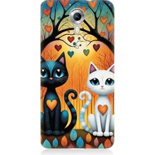 Teknomeg General Mobile Discovery 4g Uyumlu Aşık Siyah ve Beyaz Kediler Desenli Silikon Kılıf