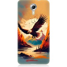 Teknomeg General Mobile Discovery 4g Uyumlu Uçan Siyah Beyaz Kartal Desenli Silikon Kılıf