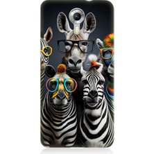 Teknomeg General Mobile Discovery 4g Uyumlu Renkli Gözlüklü Zebralar Desenli Silikon Kılıf
