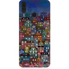 Teknomeg General Mobile GM10 Uyumlu Minyatür Evler ve Gece Desenli Silikon Kılıf