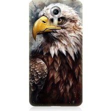 Teknomeg General Mobile Discovery 4g Uyumlu Asil Beyaz Başlı Siyah Kartal Desenli Silikon Kılıf